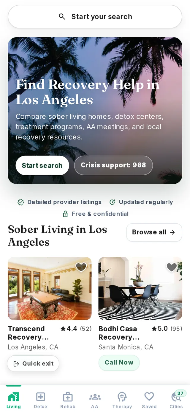 Los Angeles Sober on mobile
