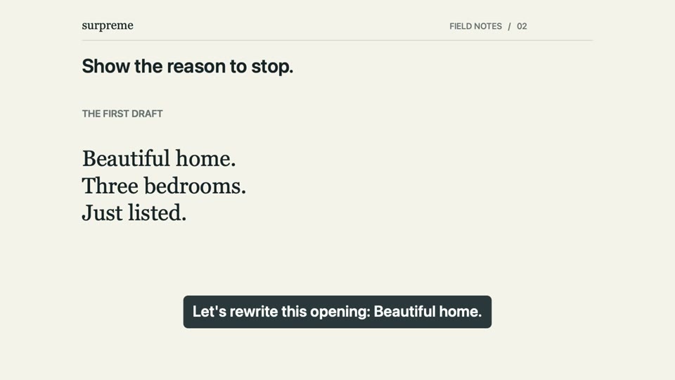 Show the reason to stop. — Surpreme original class