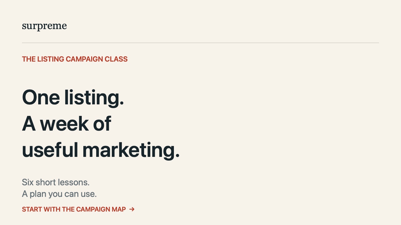 One listing. A complete content plan. — Surpreme original class