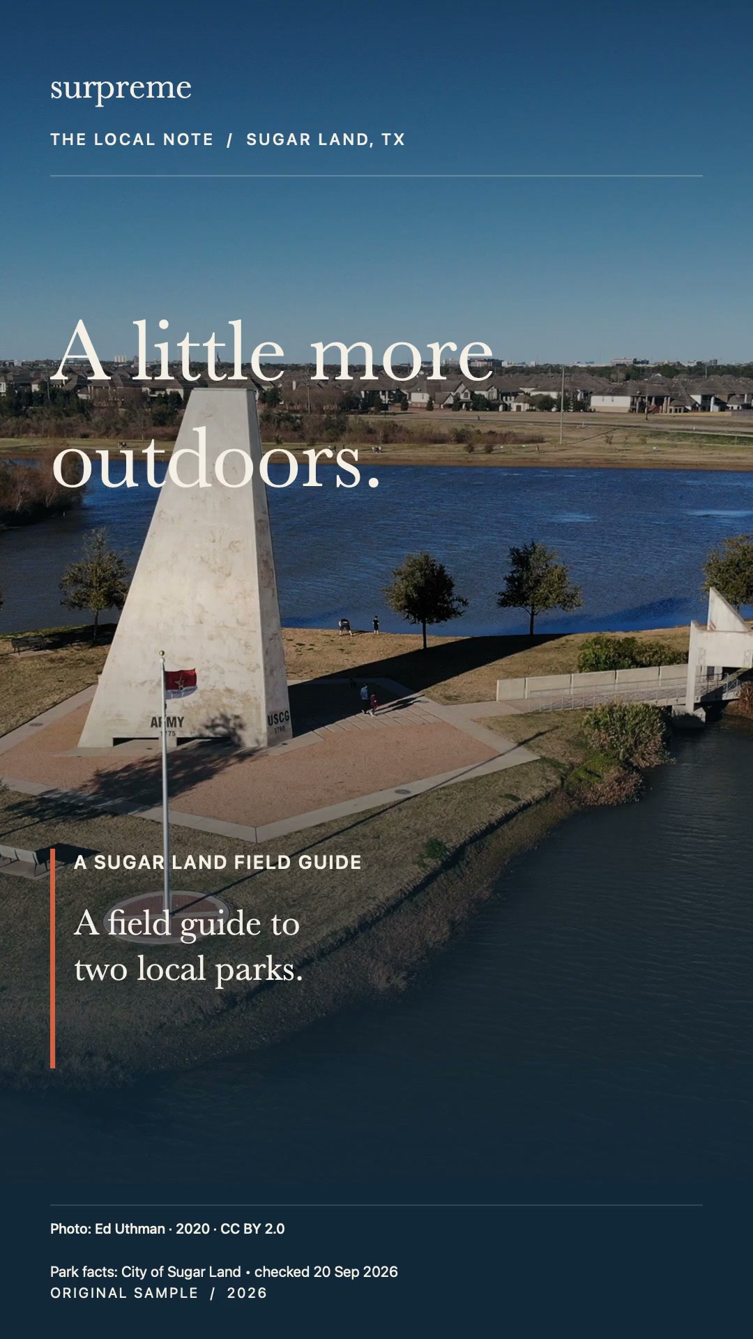 Sugar Land Memorial Park; local guide video cover